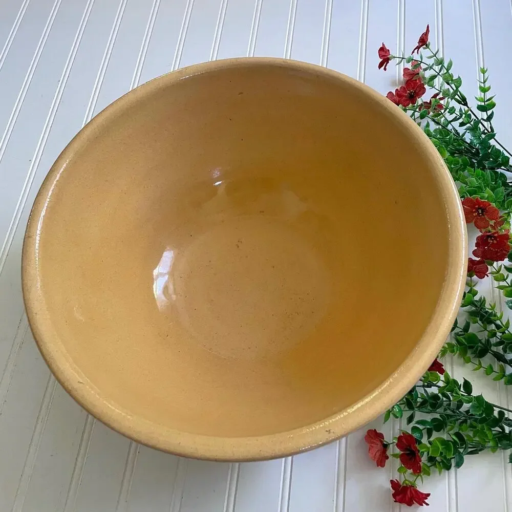 Vintage Mixing Bowl Extra Large Yellow Ware Stoneware Farmhouse